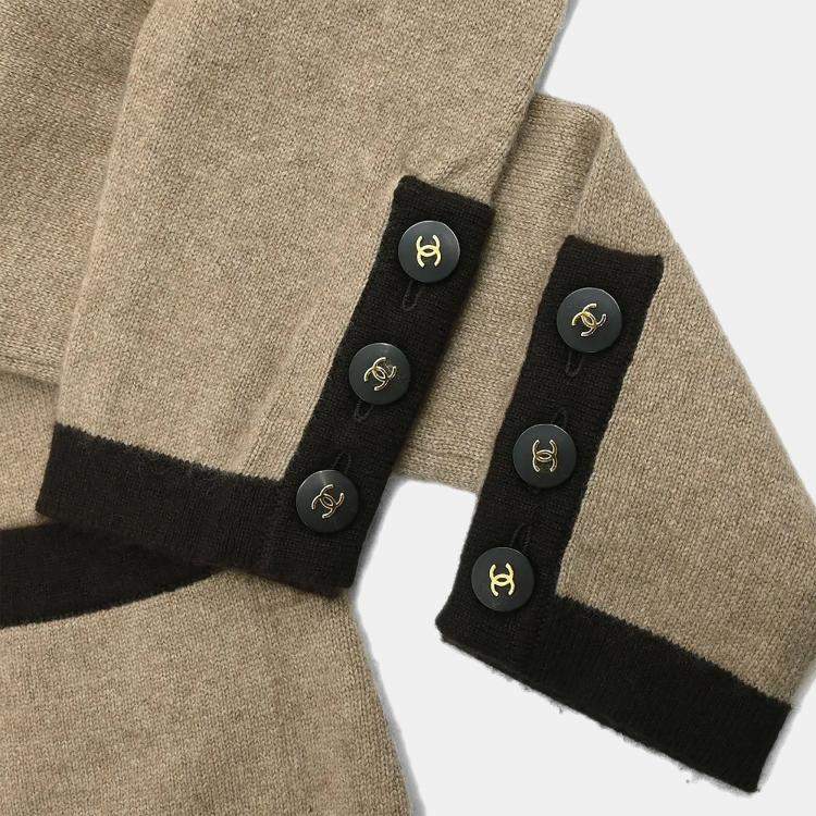 Pre Owned Chanel Ensemble Cardigan Short Sleeve Top Beige 96A #36