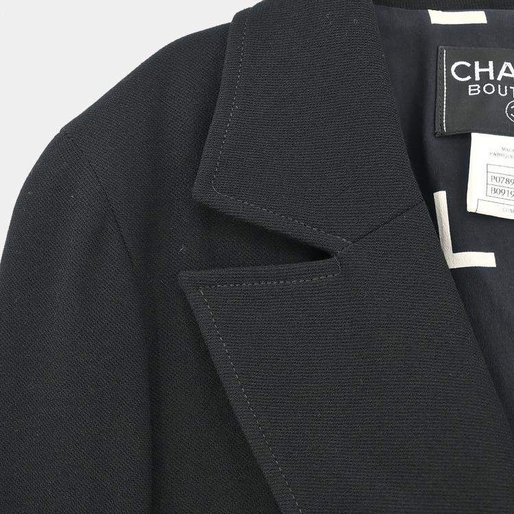 Pre Owned Chanel Double Breasted Jacket Black F 38