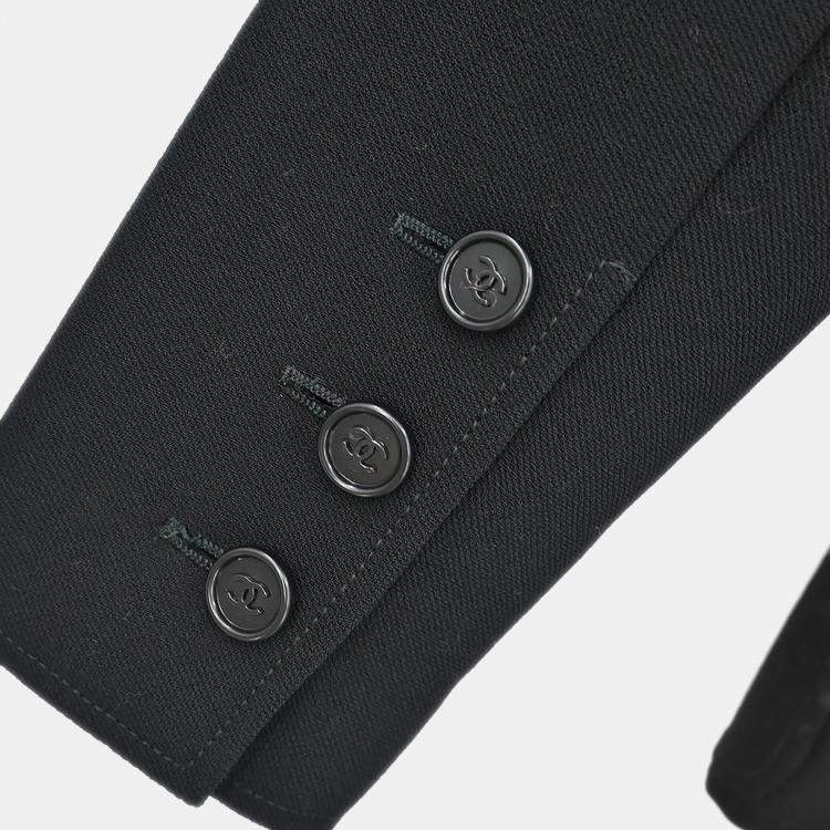 Pre Owned Chanel Double Breasted Jacket Black F 38