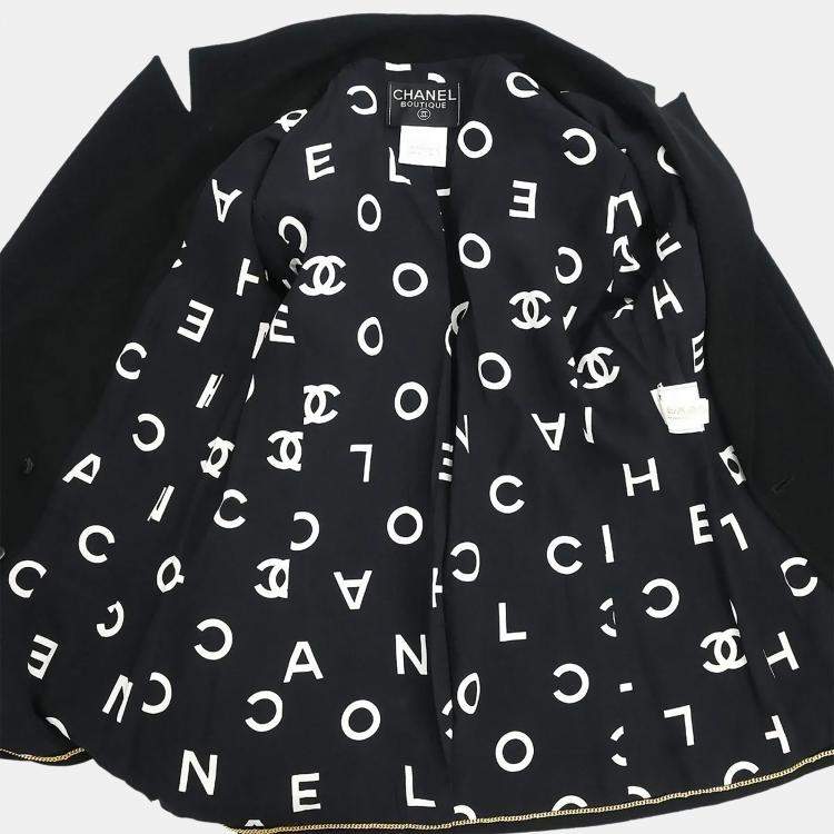 Pre Owned Chanel Double Breasted Jacket Black F 38