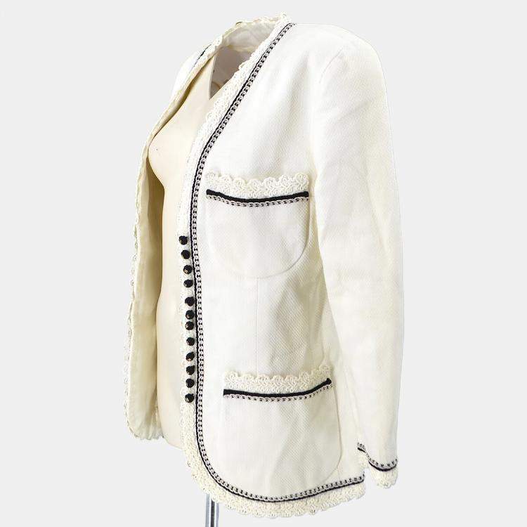 Pre Owned Chanel Collarless Jacket White  F 36