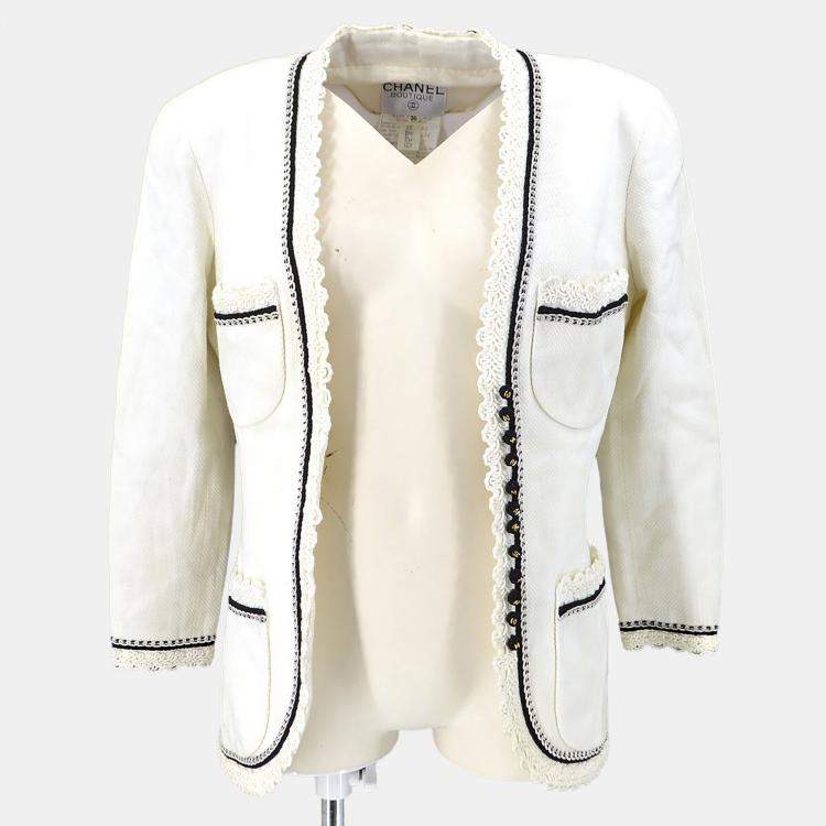 Pre Owned Chanel Collarless Jacket White  F 36