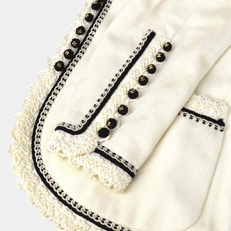 Pre Owned Chanel Collarless Jacket White  F 36