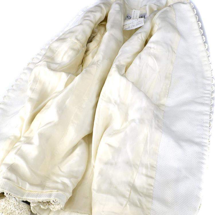 Pre Owned Chanel Collarless Jacket White  F 36