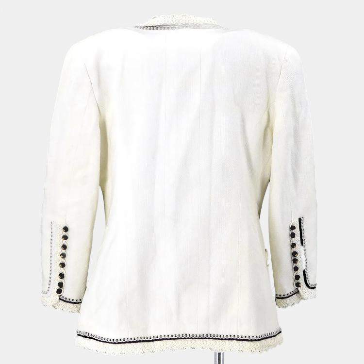Pre Owned Chanel Collarless Jacket White  F 36
