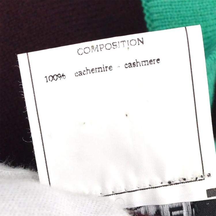 Pre Owned Chanel 95A #40 Ensemble Cardigan Top Brown Green Cashmere