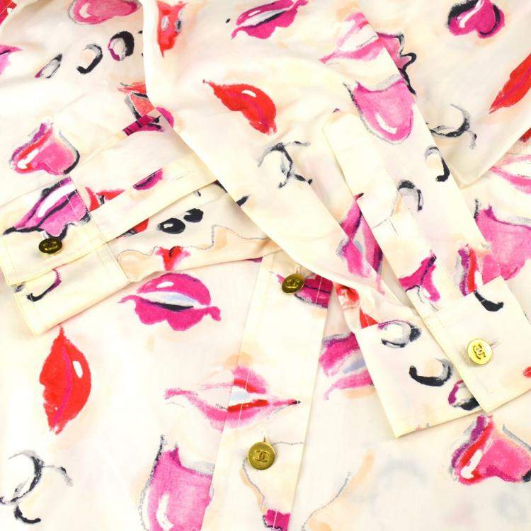 Pre Owned Chanel Lips Blouse Shirt White F 38