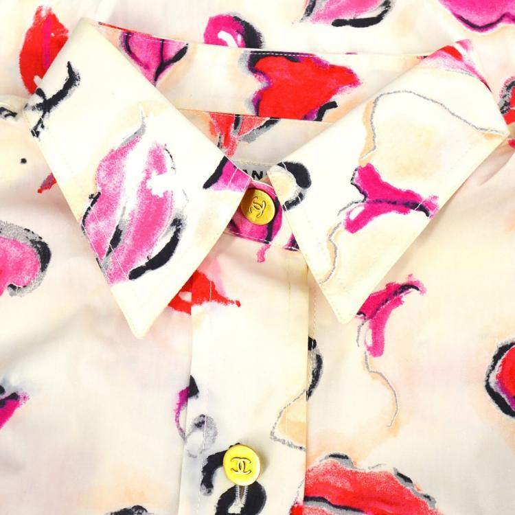 Pre Owned Chanel Lips Blouse Shirt White F 38