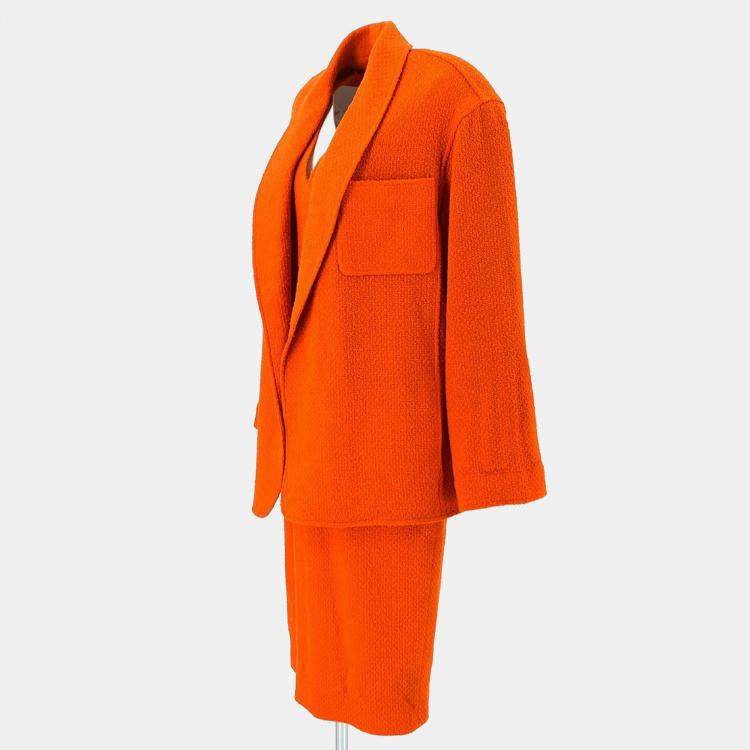 Pre Owned Chanel Setup Suit Jacket Dress Orange Size M
