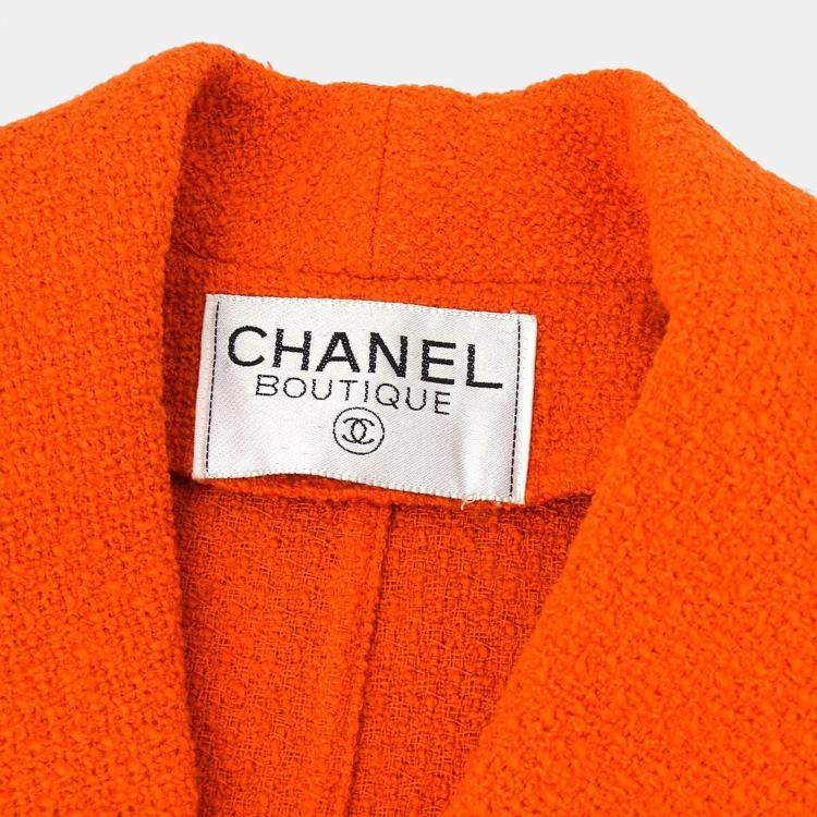 Pre Owned Chanel Setup Suit Jacket Dress Orange Size M
