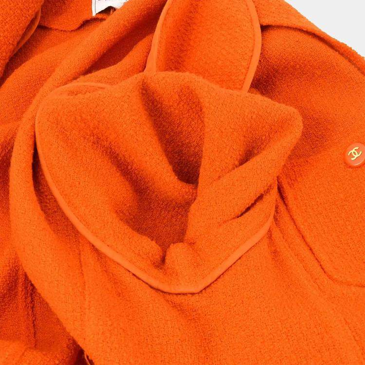 Pre Owned Chanel Setup Suit Jacket Dress Orange Size M