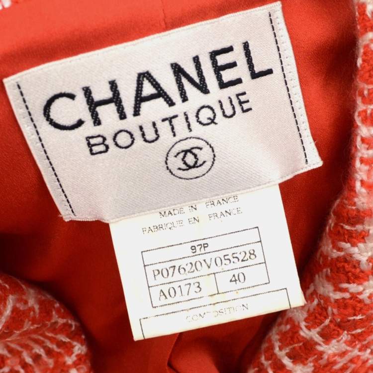 Pre Owned Chanel 97P Tweed Long Sleeve Jacket Red M