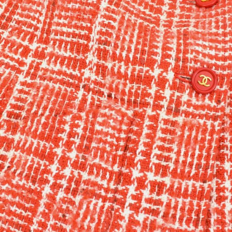Pre Owned Chanel 97P Tweed Long Sleeve Jacket Red M