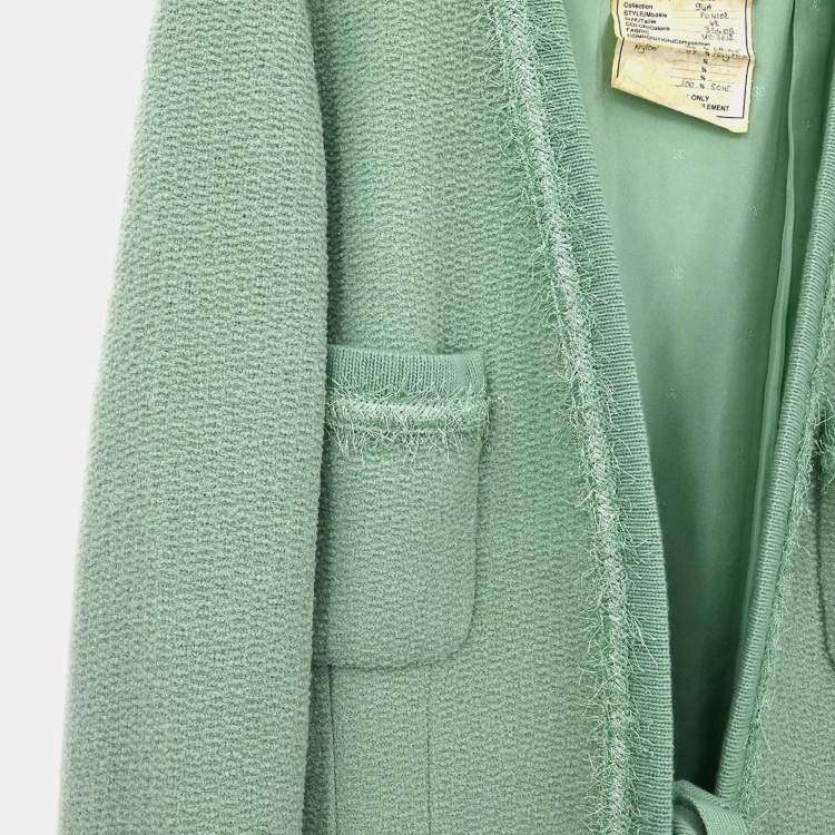 Pre Owned Chanel Setup Suit Jacket Skirt Light Green 94A Size  L