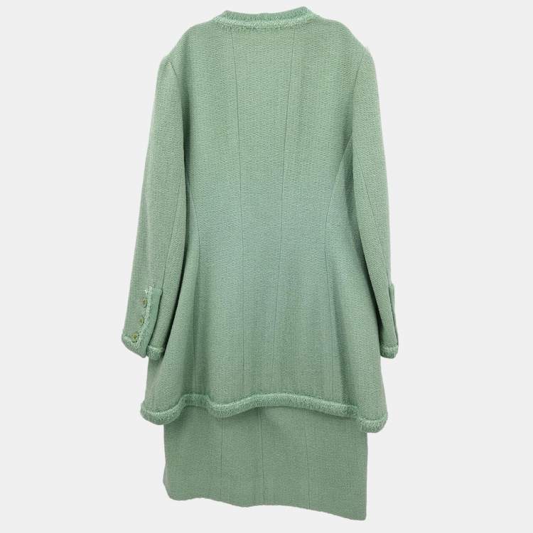 Pre Owned Chanel Setup Suit Jacket Skirt Light Green 94A Size  L