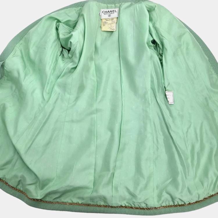 Pre Owned Chanel Setup Suit Jacket Skirt Light Green 94A Size  L