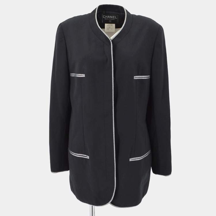 Pre Owned Chanel Wool Jacket Black 96P M