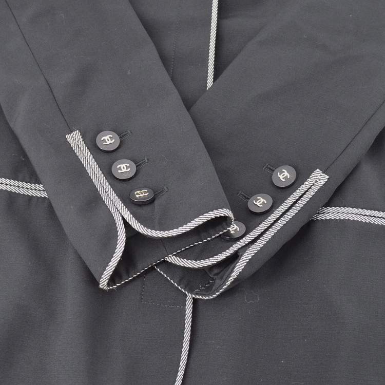 Pre Owned Chanel Wool Jacket Black 96P M