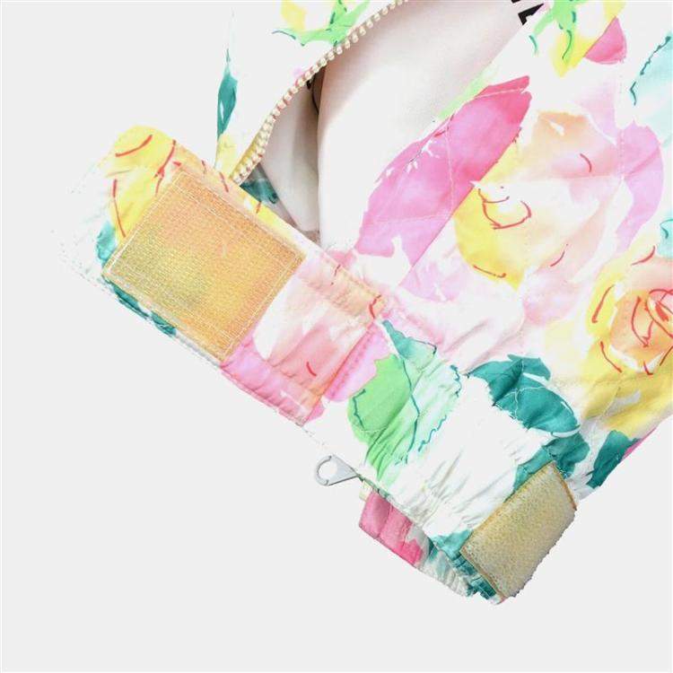 Pre Owned Chanel 03272 Flower Pattern Sleeveless Zip Up Shirt Top White Pink M
