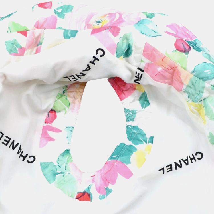 Pre Owned Chanel 03272 Flower Pattern Sleeveless Zip Up Shirt Top White Pink M