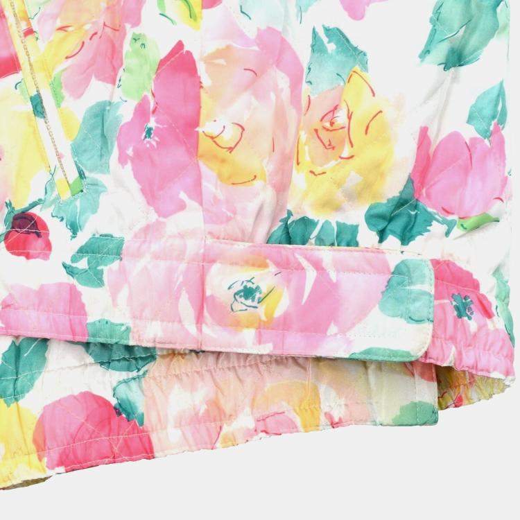 Pre Owned Chanel 03272 Flower Pattern Sleeveless Zip Up Shirt Top White Pink M