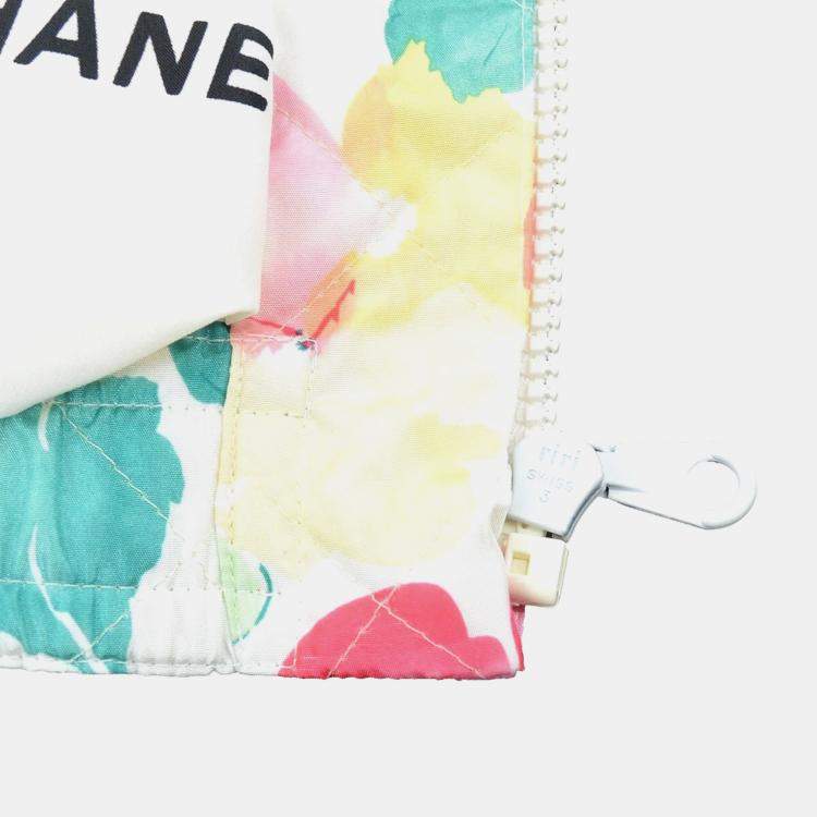 Pre Owned Chanel 03272 Flower Pattern Sleeveless Zip Up Shirt Top White Pink M
