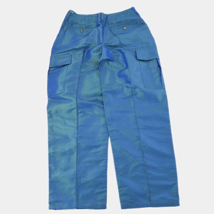 Pre Owned Chanel Silk Long Pants Blue 96A M