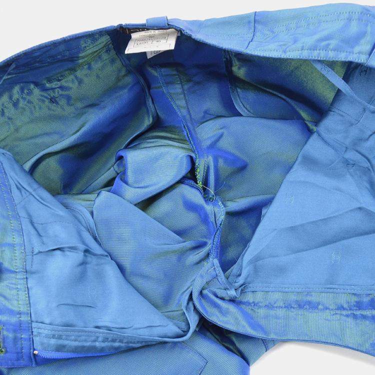 Pre Owned Chanel Silk Long Pants Blue 96A M