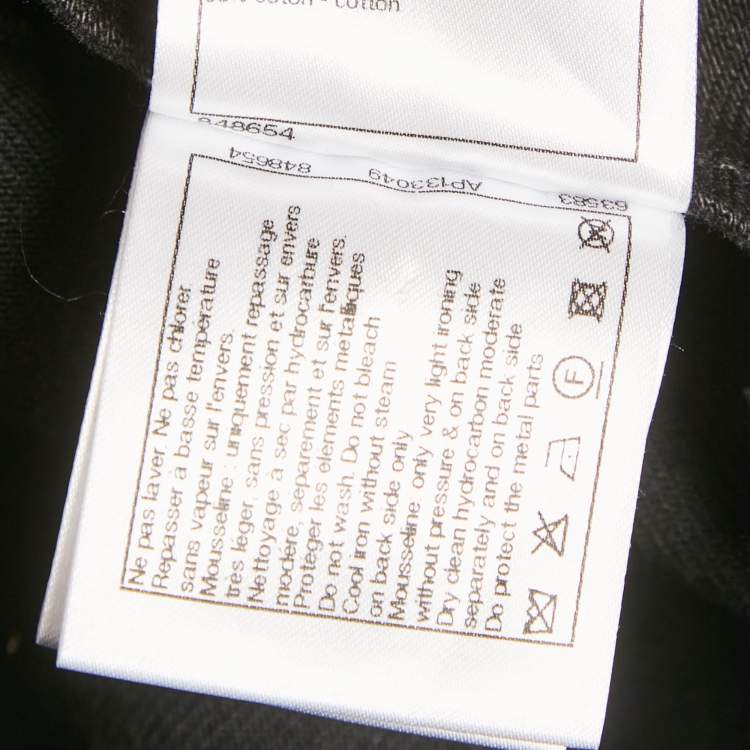 Pre Owned Chanel Black Denim Sheer Overlay Wide Leg Jeans S/Waist 24"