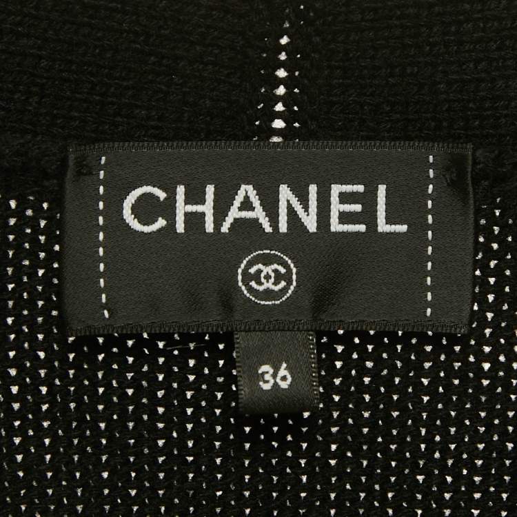 Pre Owned Chanel Black CC Feather Trim Cashmere Cardigan S