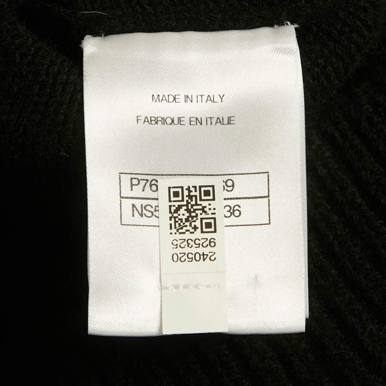 Pre Owned Chanel Black CC Feather Trim Cashmere Cardigan S