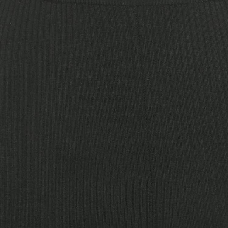 Pre Owned بنطلون شانيل ليغينغ مضلع بحافة مزخرفة لون أسود مقاس وسط (ميديم)