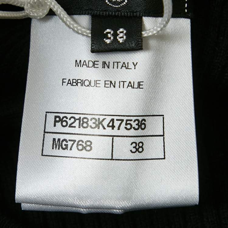 Pre Owned بنطلون شانيل ليغينغ مضلع بحافة مزخرفة لون أسود مقاس وسط (ميديم)