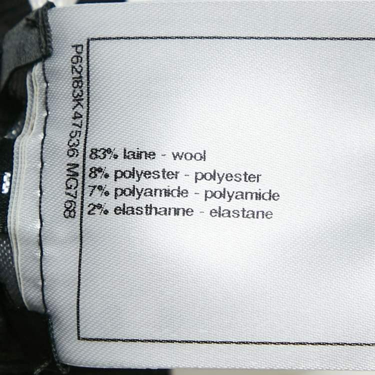 Pre Owned بنطلون شانيل ليغينغ مضلع بحافة مزخرفة لون أسود مقاس وسط (ميديم)