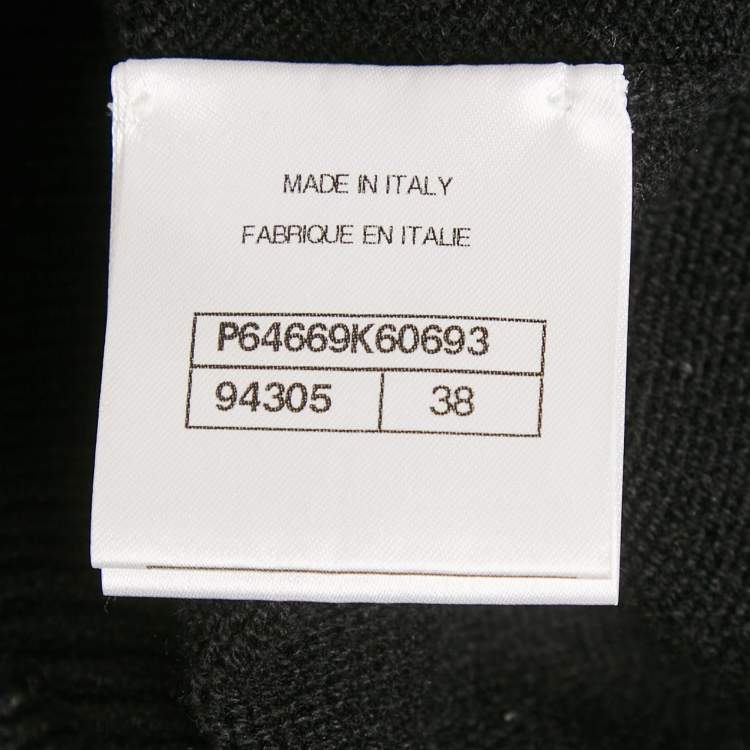 Pre Owned Chanel Black CC Embellished Cashmere Knit Sweater M