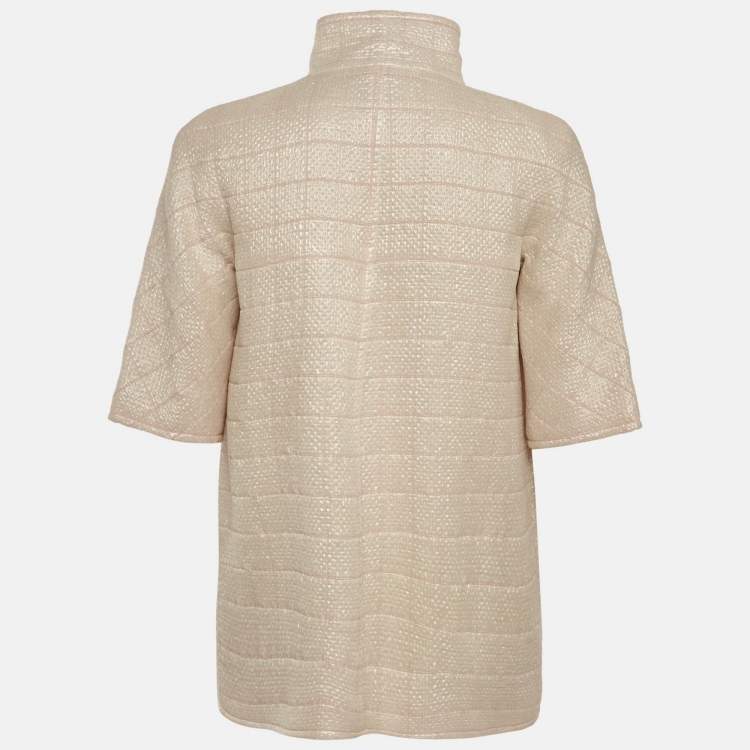 Pre Owned Chanel Pink Lurex Zip-Up Jackets S