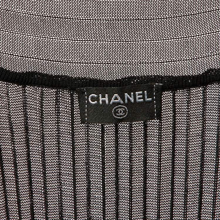 Pre Owned Chanel Black Mesh Tiered Mini Dress M