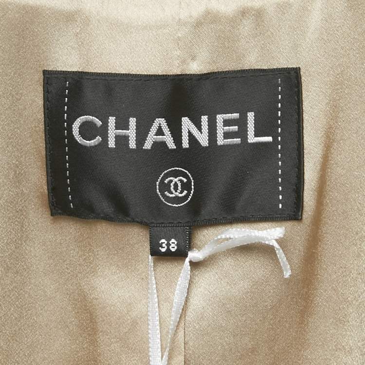 Pre Owned Chanel Beige/Black Lurex Houndstooth Jacket M