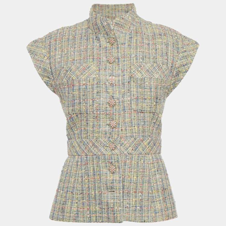 مملوكة مسبقًا Chanel Multicolor Tweed Short Sleeve Jacket M