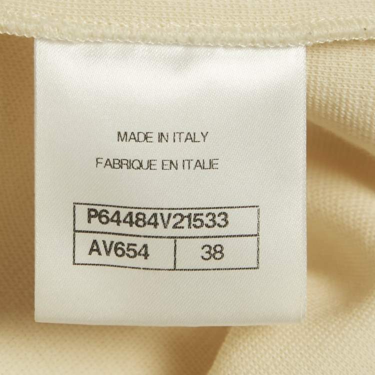 Pre Owned Chanel Cream CC Ruffled Jersey Tank Top M