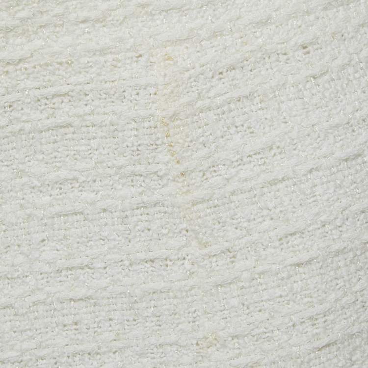 Pre Owned Chanel White Tweed Button Detail Maxi Skirt M