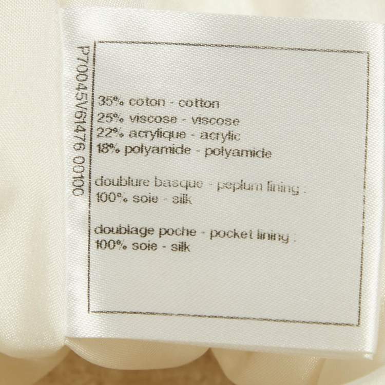 Pre Owned Chanel White Tweed Button Detail Maxi Skirt M