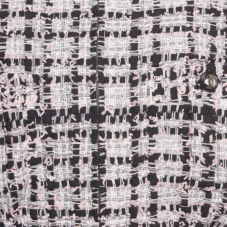 Pre Owned Chanel Pink/Black Tweed Zip-Up Jacket M