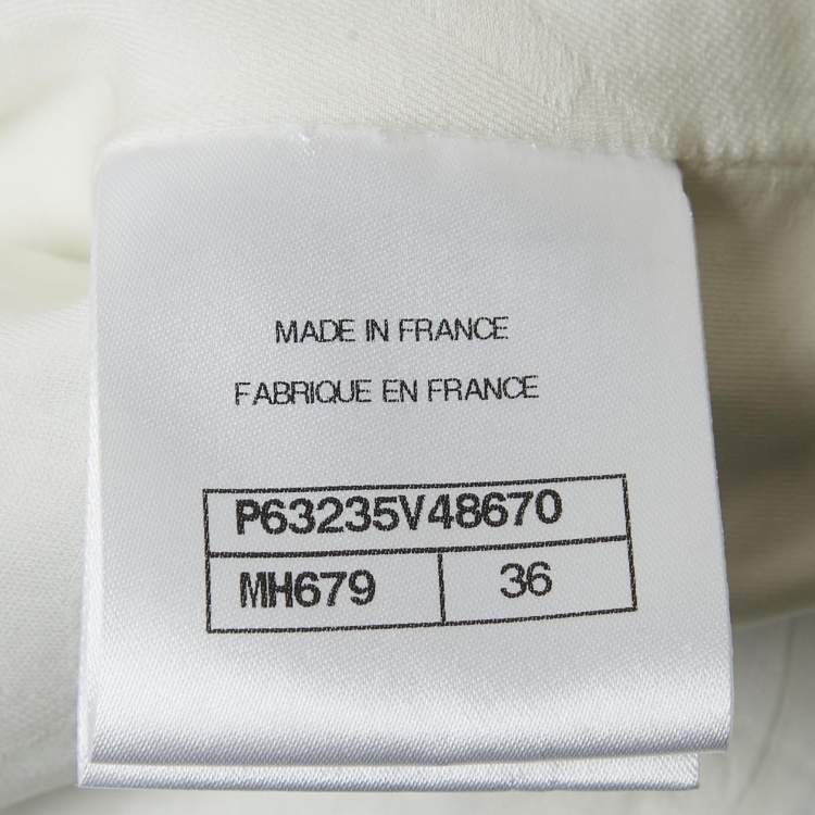 مملوكة مسبقًا Chanel White Metallic Tweed Button Detail Jacket S