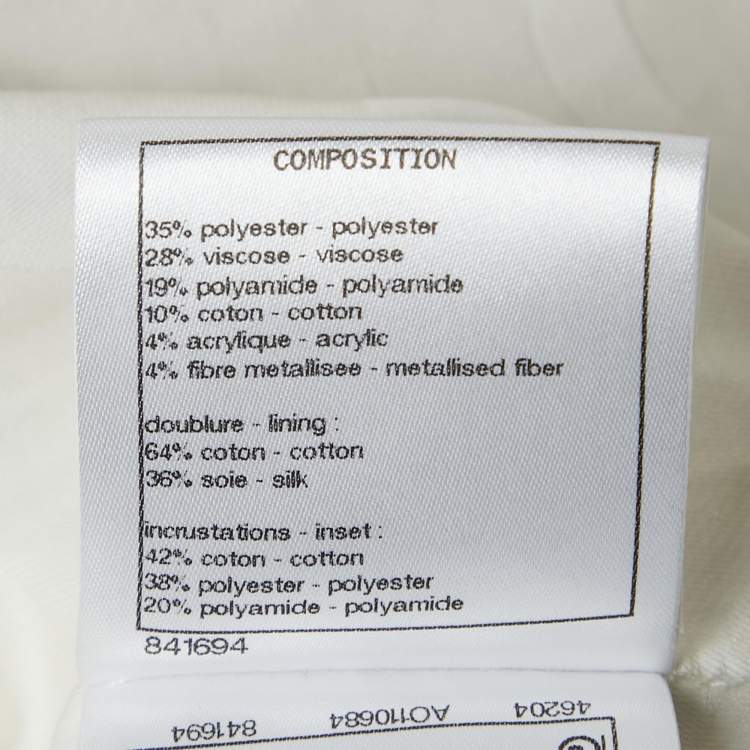 مملوكة مسبقًا Chanel White Metallic Tweed Button Detail Jacket S