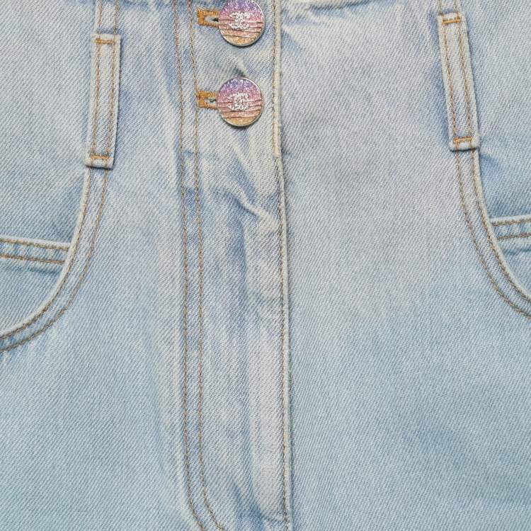 Pre Owned Chanel Blue Denim High-Waist Shorts S/Waist 24"