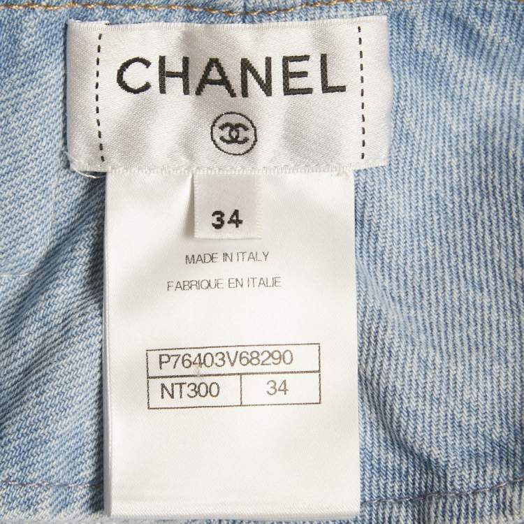 Pre Owned Chanel Blue Denim High-Waist Shorts S/Waist 24"