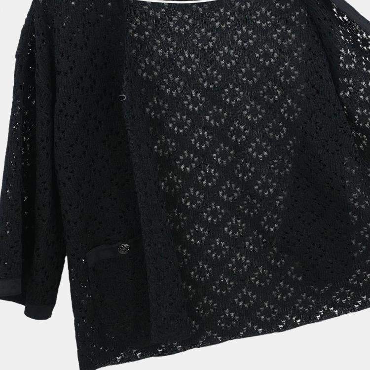 Pre Owned Chanel Silk Cardigan Black S