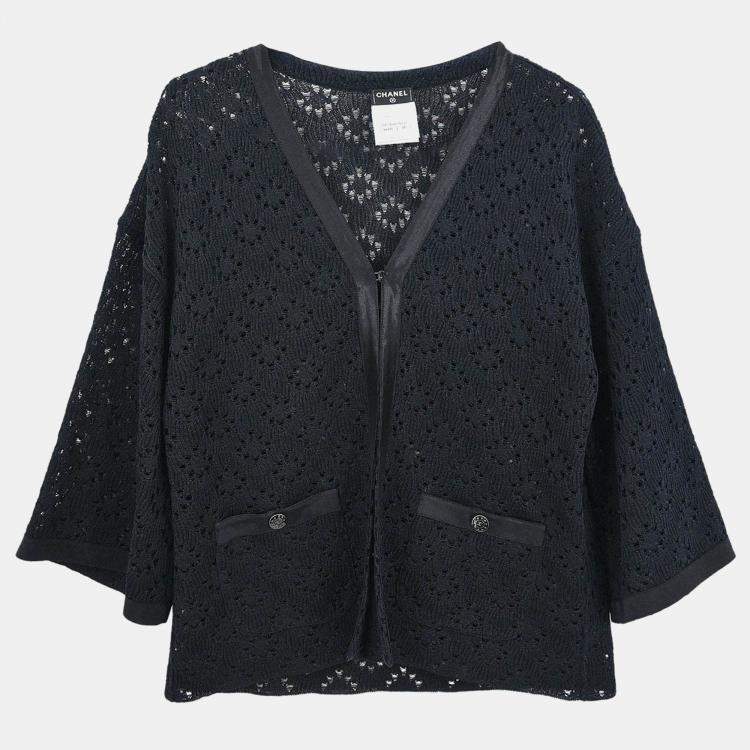 Pre Owned Chanel Silk Cardigan Black S