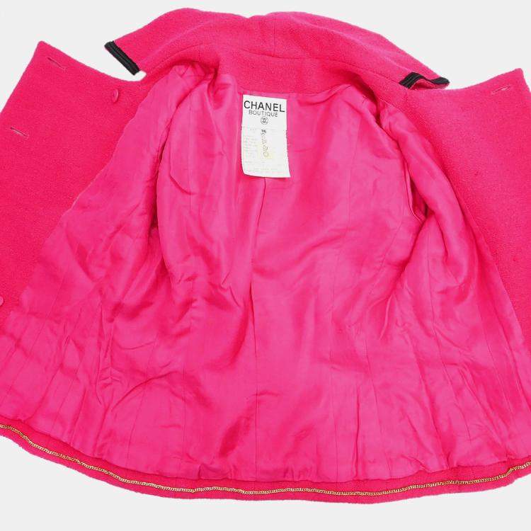 Pre Owned Chanel Setup Suit Jacket Skirt Pink Black S